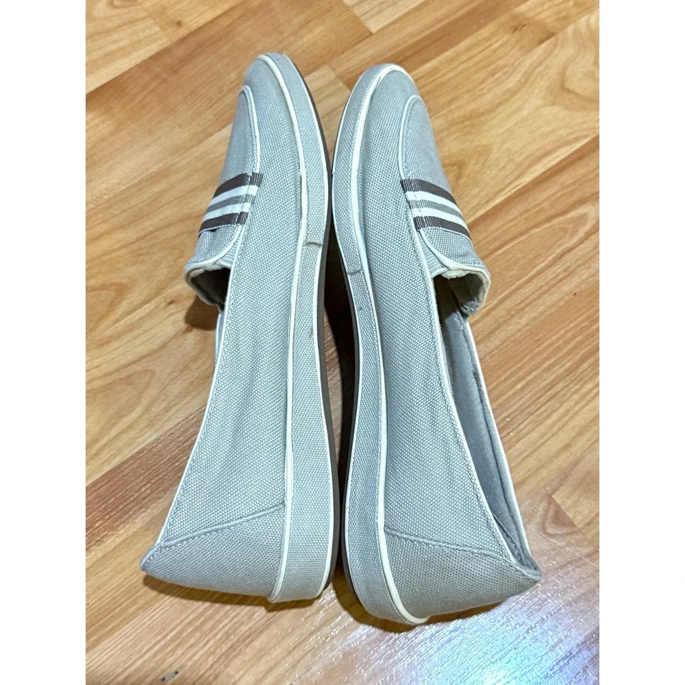 Grasshoppers by Keds Womens 7M Gray Canvas Slip-On Loafers Striped‎ ~ Sanitized